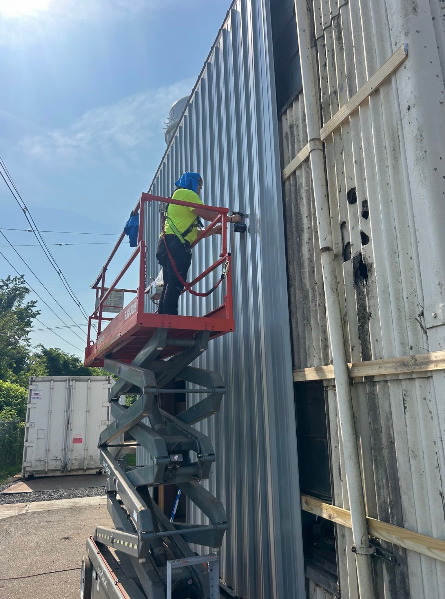 Industrial lift maintenance at a commercial facility